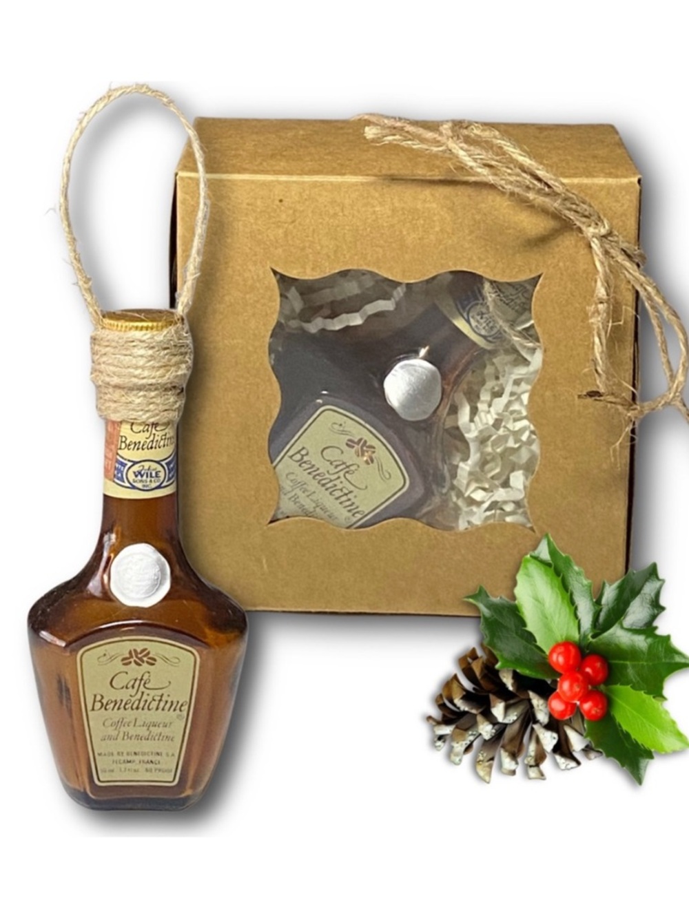 Cafe Benedictine Coffee Liqueur Artisan Vintage Glass Bottle Ornament